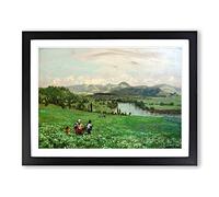 Hans Thoma Family in the Fields Classic Painting Framed Print | A2 Black Framed Wall Art | Ready to Hang | Classic Historical Picture | Living Room Bedroom Lounge Office