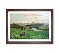 Hans Thoma Family in The Fields Framed Print | A2 Walnut Framed Wall Art | Ready to Hang | Modern Nature Picture | Living Room Bedroom Lounge Office