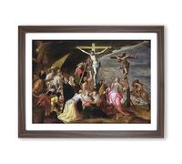 Hans von Aachen The Crucifixion Classic Painting Framed Wall Art Print, Ready to Hang Picture for Living Room Bedroom Home Office Décor, Walnut A2 (64 x 46 cm)