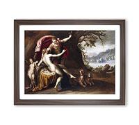 Hans von Aachen Venus and Adonis with Hounds Classic Painting Framed Print | A2 Walnut Framed Wall Art | Ready to Hang | Classic Historical Picture | Living Room Bedroom Lounge Office