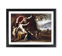 Hans von Aachen Venus and Adonis with Hounds Classic Painting Framed Print | A4 Black Framed Wall Art | Ready to Hang | Classic Historical Picture | Living Room Bedroom Lounge Office