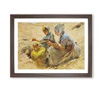 Hans von Bartels Girls in the Sand Dunes Classic Painting Framed Print | A4 Walnut Framed Wall Art | Ready to Hang | Classic Historical Picture | Living Room Bedroom Lounge Office