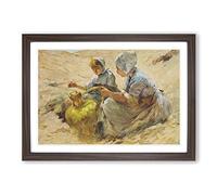 Hans von Bartels Girls in The Sand Dunes Framed Print | A2 Walnut Framed Wall Art | Ready to Hang | Modern Nature Picture | Living Room Bedroom Lounge Office