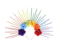 HANSAMU Rainbow Headbands Halo Sun Flower Crown LGBTQ Hair Accessories, Sunburst Spiked Headdress Headpieces Pride Outfits for Pride Day Parade Halloween Carnival Party Costume Accessory