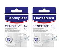 Hansaplast Sensitive Plasters (1 m x 6 cm), Cut to Size, Skin-Friendly Wound Plasters with Bacteria Shield & Secure Adhesion (Pack of 2)
