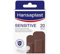 Hansaplast Sensitive Skin Tone Plasters Dark (20 Strips), Skin-friendly and Hypoallergenic Wound Plasters with Bacteria Shield & Secure Adhesion, Painlessly Removeable Plasters