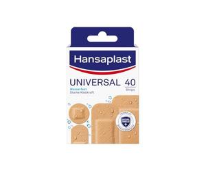 Hansaplast Universal Plasters (40 Strips), Dirt-Repellent and Water-Repellent Wound Plaster Set with Strong Adhesive Power & Bacteria Shield