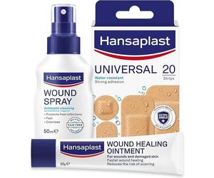 Hansaplast Wound Care Kit Antiseptic Wound Cleaning Spray Healing Ointment & ...