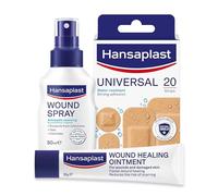 Hansaplast Wound Care Kit | Antiseptic Wound Cleaning Spray, Healing Ointment & Water-Resistant Adhesive Plasters | First Aid Essentials for Cuts, Scrapes & Minor Wounds