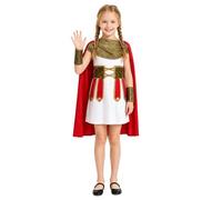 Hansber Boys Girls Roman Gladiator Outfit Halloween Wear | All-in-one Set,Versatile Role-play Fun,Comfortable & Breathable Fabric,Roman Soldier Costume with Sword and Shield