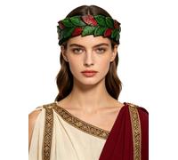 Hansber Forest Elf God Circlet for Men Women Medieval Laurel Headband Roman Emperor Crown Caesar Headpiece Green Red One Size