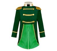 Hansber Kids Boys Prince Costume Master Tuxedo Tailcoat Jacket Halloween Carnival Cosplay Fancy Dress Up Green 5-6 Years