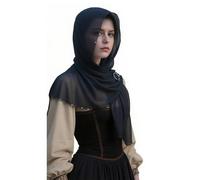 Hansber Medieval Renaissance Cowl Cloak Cape Viking Shawl Ghostly Fabric Creepy Cloth Drama Layer Night Accessory Black One Size