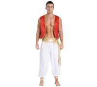 Hansber Mens Ancient Egypt Role-Playing Outfit Adult Halloween Cosplay Costume Masquerade Party Fancy Dress Burgundy&White 3XL