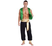 Hansber Mens Ancient Egypt Role-Playing Outfit Adult Halloween Cosplay Costume Masquerade Party Fancy Dress Green&Black XL
