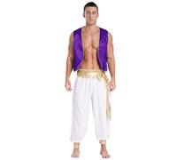 Hansber Mens Ancient Egypt Role-Playing Outfit Adult Halloween Cosplay Costume Masquerade Party Fancy Dress Dark Purple&White 3XL