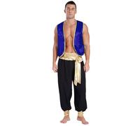 Hansber Mens Ancient Egypt Role-Playing Outfit Adult Halloween Cosplay Costume Masquerade Party Fancy Dress Royal Blue&Black 3XL