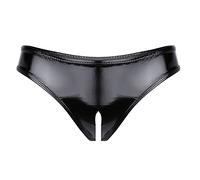 Hansber Woman Sexy Metallic Rave Bottoms Latex Wet Look Booty Shorts Shiny Rave Dance Shorts Clubwear Black 4XL