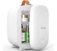 Hansburg Mini Fridge for Bedroom Skincare Cooler & Warmer Portable Small Refrigerator 4 Liter/6 can with 12v AC/DC/USB Option for Food, Drinks, Makeup, Dorm, Office and Car