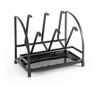 Hanseküche Bottle Drying Rack, 6-Slot Countertop Baby Bottle & Glass Stand with Removable Drip Tray, Protective Caps, Metal Frame, Black, for Kitchen Counter