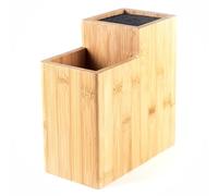 Hanseküche Knife Block - Bamboo Knife Holder with Bristle Insert - Wooden Knife Stand - Square