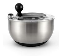Hanseküche Stainless Steel Salad Spinner - Spin, Serve and Store in a BPA Free Salad Spinner - Large 4.5 Litre Capacity with Crank Drive