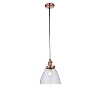 hansen 1 light clear glass shade pendant light in aged copper