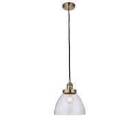 hansen 1 light clear glass shade pendant light in antique brass