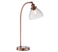 hansen clear glass shade task table lamp in aged copper