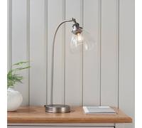 hansen clear glass shade task table lamp in brushed silver