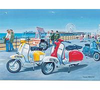 Hansen Fine Art Vespa Lambretta Mods Mod Scooter Blank Birthday Fathers Day Card, 7'' x 5'' (177mm x 129mm)