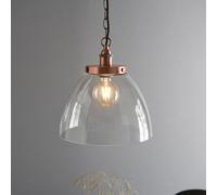 Endon 106895 Hansen Grand 1lt Pendant Aged copper plate & clear glass 10W LED E27 (Required)