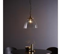 Endon 102926 Hansen Grand 1lt Pendant Antique brass plate & clear glass 10W LED E27 (Required)