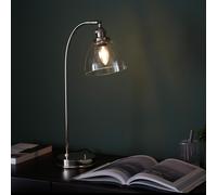 Endon Collection Hansen Desk Task Lamp Bright Nickel Plate Clear Glass 1X E14, Grey