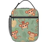 hansgo Cute Monkey Lunch Bag Insulated Lunch Box Reusable Tote Bag Meal Prep Cooler Handbag for School Work Picnic Travel
