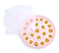 HANSGO Deviled Egg Carrier With Lid - Pink Platter for 22 Eggs, Devil Trays for Party Kitchen Supplies