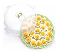 HANSGO Deviled Egg Containers with Lid, Deviled Egg Platter Carrier, Green