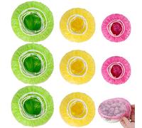 HANSGO Elastic Reusable Food Storage Covers, 120 Pieces 3 Size Plastic Wrap Colorful Bowl Covers Dish Plate Plastic Covers for Family Outdoor Picnic