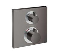Hansgrohe 15714340 Ecostat Square Flush-Mounted Thermostat for 2 Consumers Brushed Black Chrome, 2 Functions