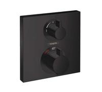 hansgrohe 15714670 Ecostat Square Flush-Mounted Thermostat for 2 Consumers Matte Black, 1.00