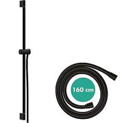 Hansgrohe 24401670 Unica bar Pulsify S 90 cm with push slider and Isiflex hose 160 cm, matt black, shower rail 90cm