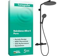 hansgrohe 24592670 Raindance Alive S Puro Showerpipe 300 1jet with Ecostat Element Shower System, Matt Black