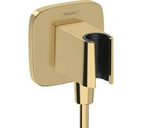 hansgrohe 26887990 FixFit Q Wall Outlet with Shower Holder, Polished Gold Optic