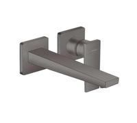 hansgrohe 32526340 Metropol Single Basin Mixer Flush Wall Mounting with Lever Handle and Spout 22.5 cm Brushed Black Chrome Concealed Installation, Auslauflänge 225mm
