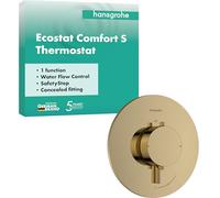 hansgrohe 33714990 Ecostat Comfort S Thermostat for Concealed Installation for 1 Function, Polished Gold Optic