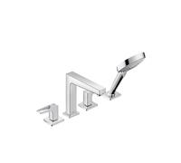 Hansgrohe 4-hole rim mounted bath mixer with loop handles and Secuflex Metropol Chrome 74552000