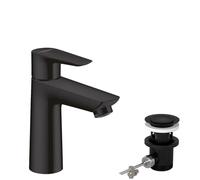 hansgrohe 71713670 Talis E 110 CoolStart Single-Lever Washbasin Mixer Tap with Pop-Up Waste Fitting Matte Black, spout Height 110 mm