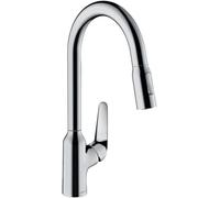 hansgrohe 71820000 M4216-H220 Kitchen Tap, 360° Swivel Range, Pull-Out Spray, Chrome, Spout height 22 cm