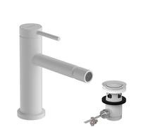 Single Hole Mixer Tap Hansgrohe Tecturis S waste puller 140mm White Matt