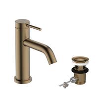 Hansgrohe 73302140 Tecturis S Single Lever Basin Mixer 80 CoolStart EcoSmart+ with pop-up Waste Set, Brushed Bronze, spout Height 80mm